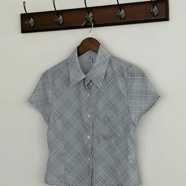 (강추!/긱시크/여름색감🌊) 썸머 체크 반팔 블라우스 셔츠