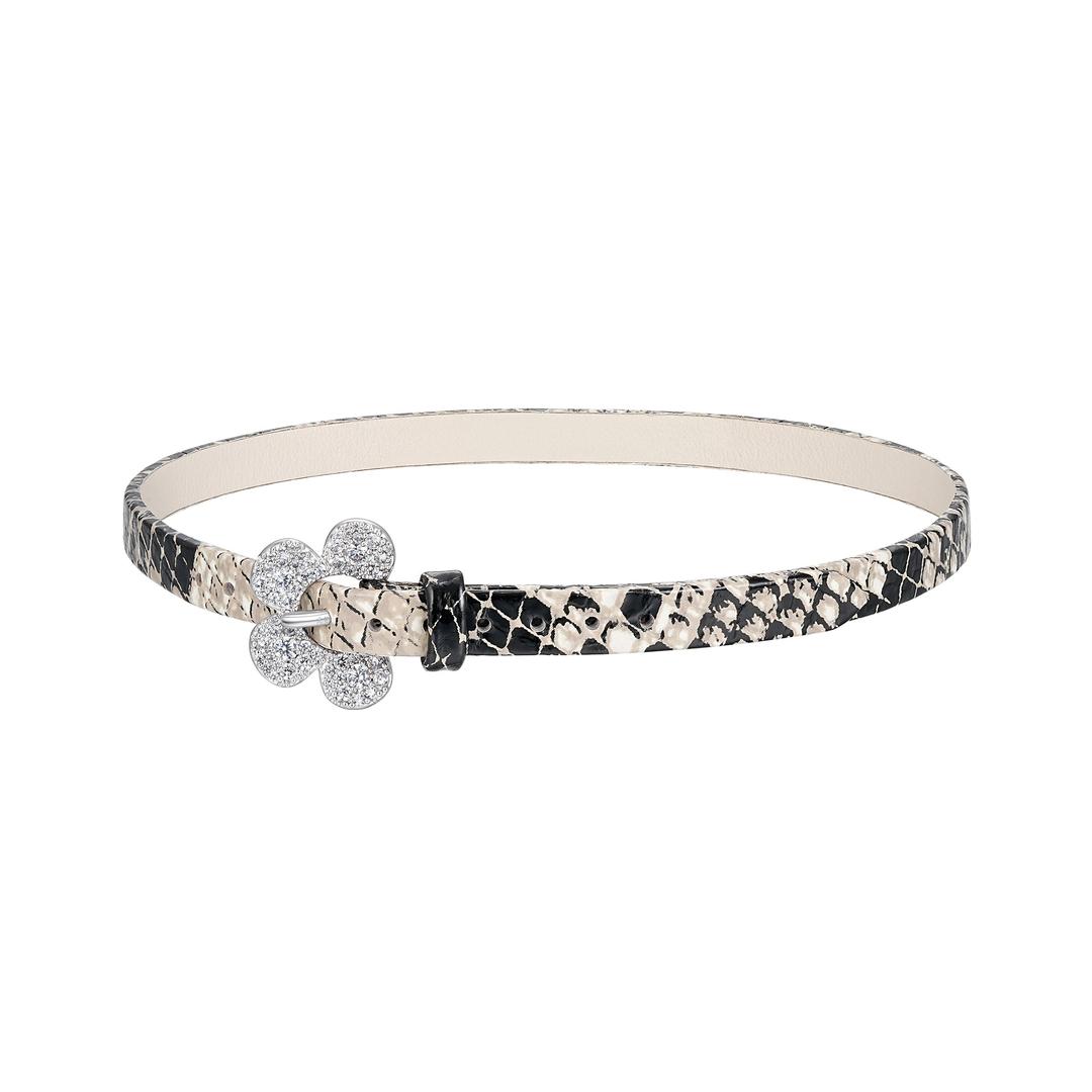 Paradise / Pave Flower Buckle Belt Choker - White