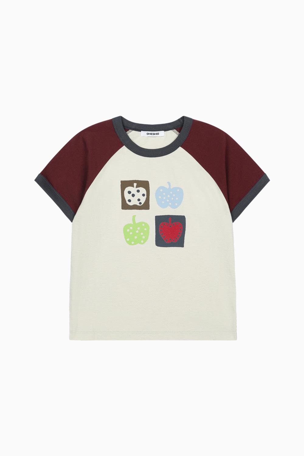 APPLE RAGLAN T-SHIRT, BURGUNDY
