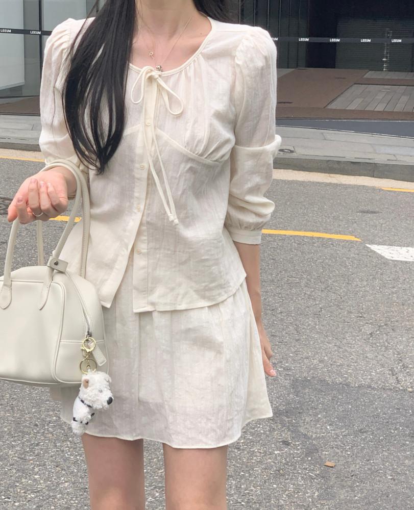 [set] 마이 리본 블라우스