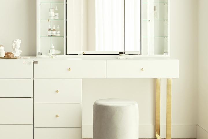 샤르망 시즌6 골드라벨 1200 LED 조명 수납 거울 화장대 (LED조명 추가선택)