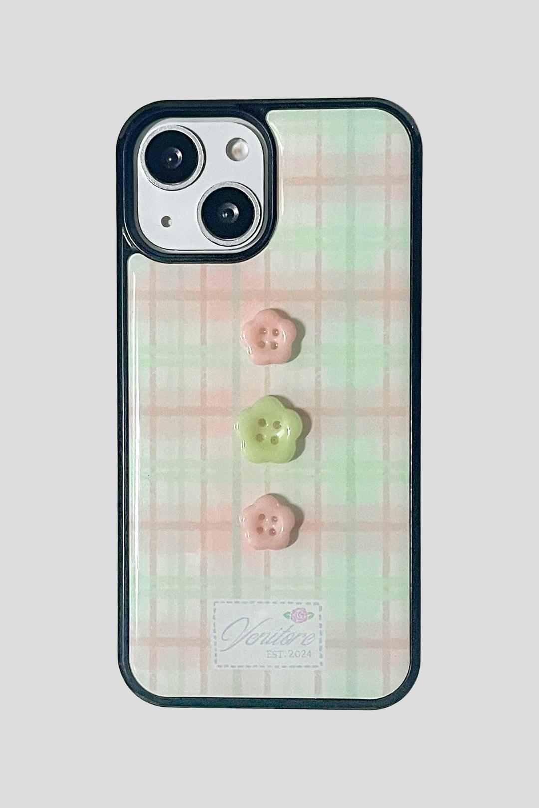 포슬 드로잉 빈티지 단추 케이스• 베이비 핑크 • 에폭시 범퍼