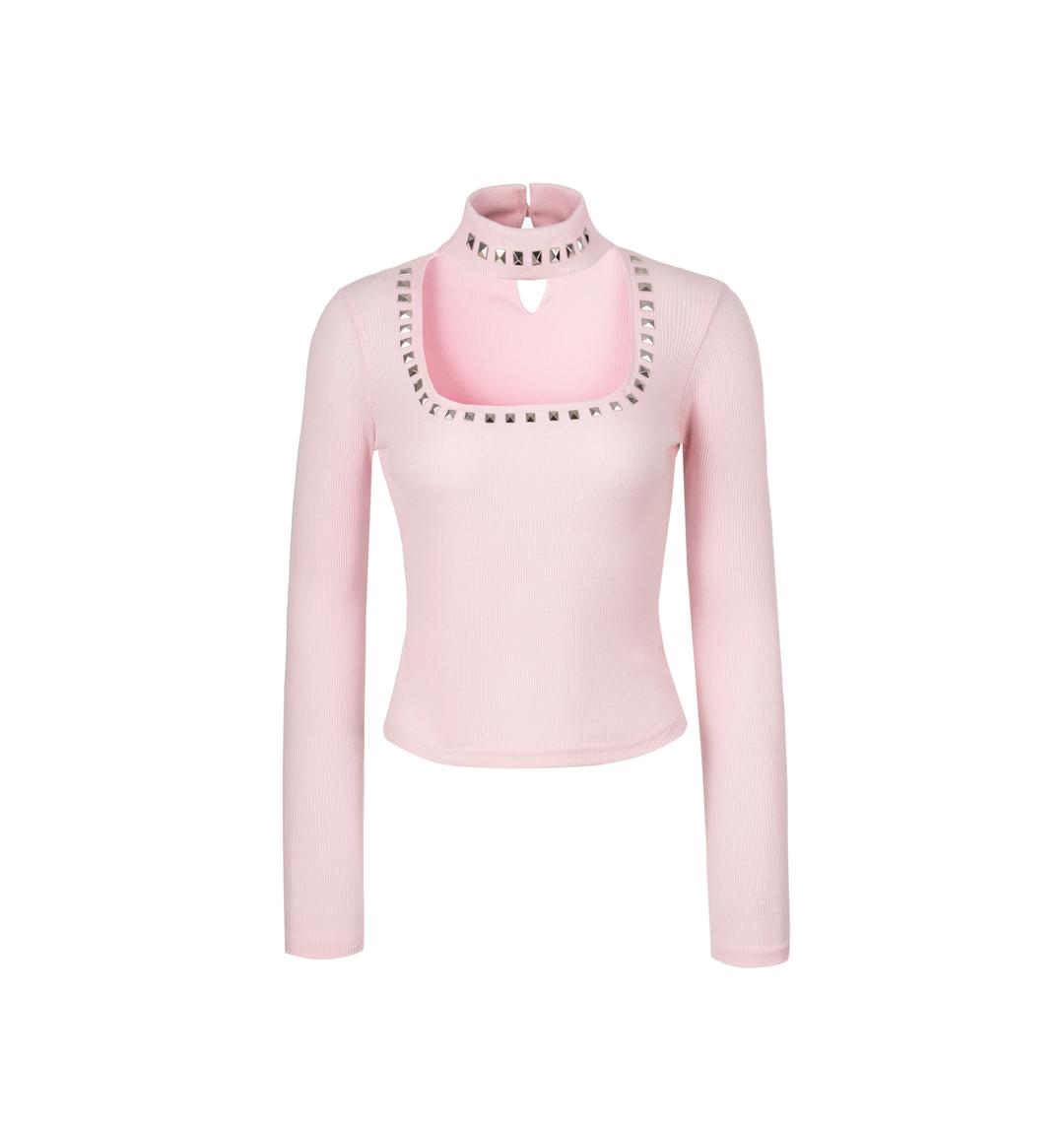 Studs choker t (baby pink)