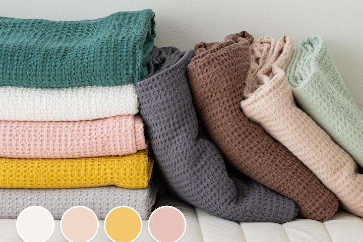 부드러운 브뤼셀 와플 여름 홑이불 블랭킷 M/SS/Q/K 9colors