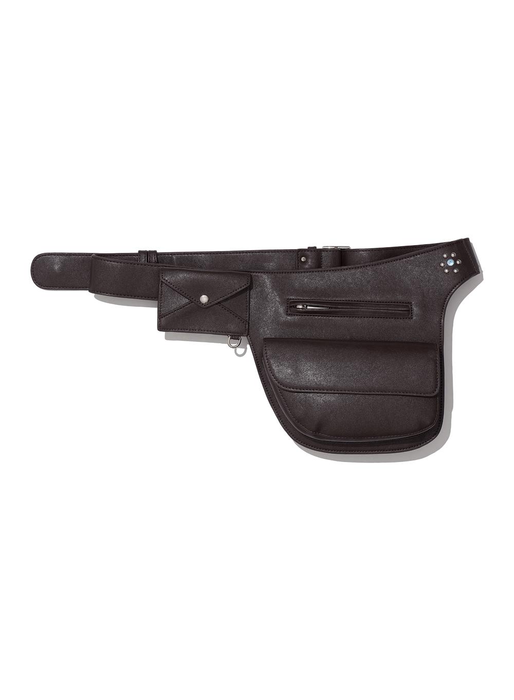 [WOMEN] LAYERED HOLSTER POCKET BELT_DEEP BROWN