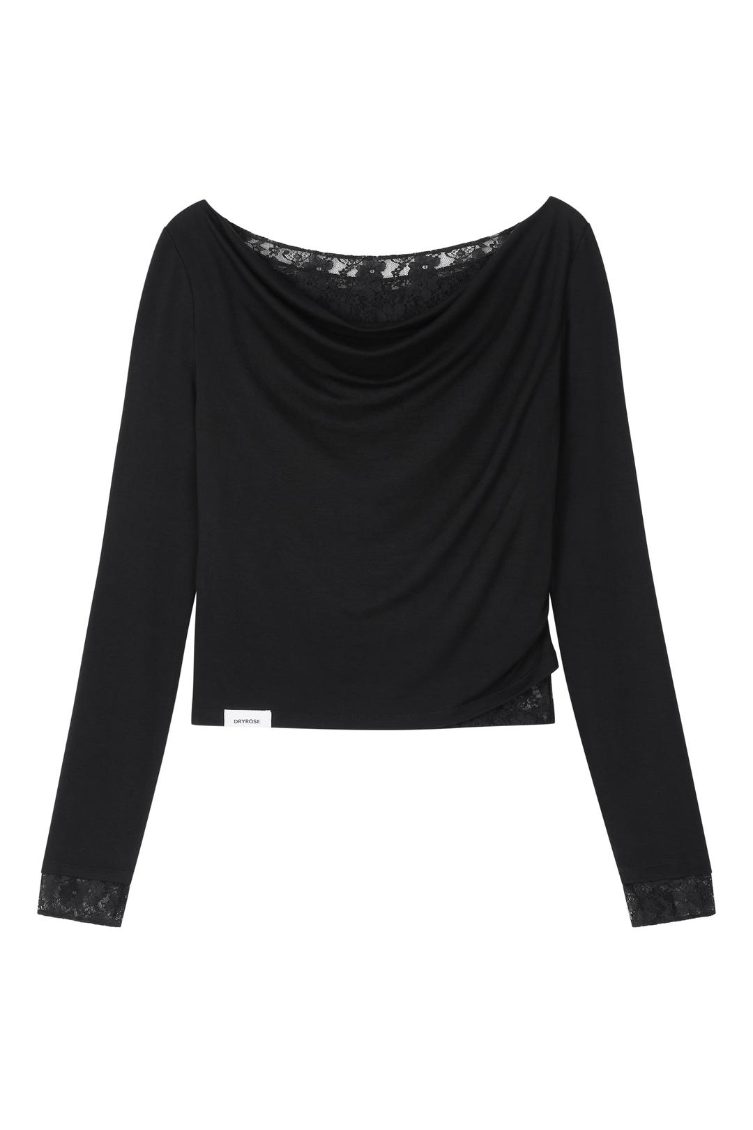 DRAPED LACE TEE (BK)