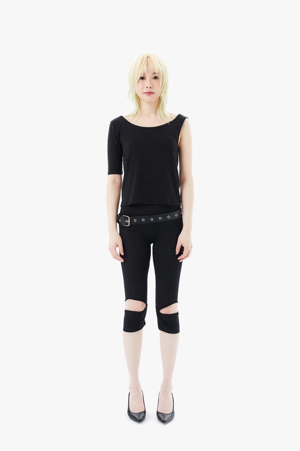 SHEER CHECK LEGGINGS / BLACK