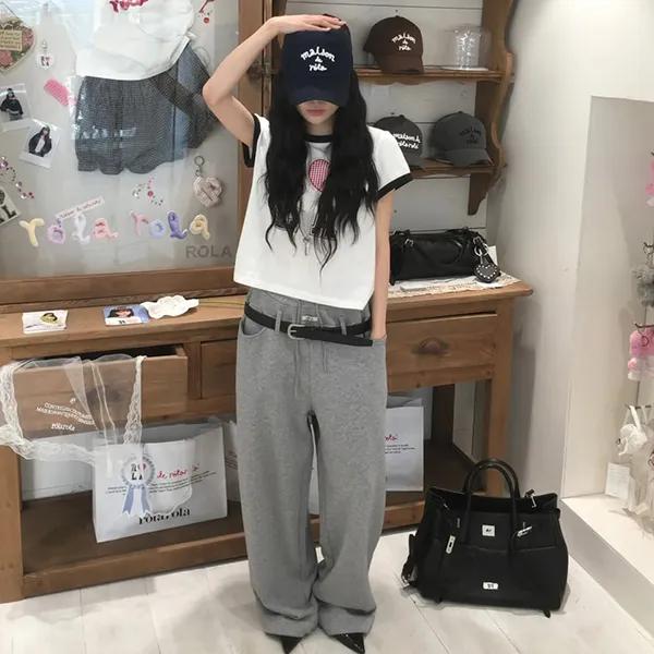 BELT SET TWO-WAY SWEAT PANTS GRAY