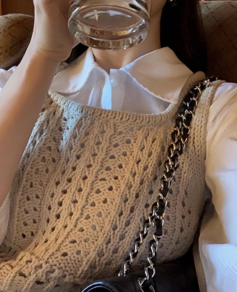 objet 오브제 스카시 핸드 베스트 니트 코튼 슬리브리스 니트 조끼 (3col)