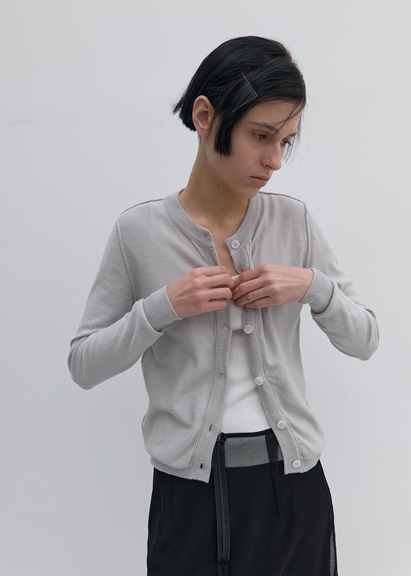 INSIDE-OUT DETAILED CARDIGAN IN SILVER GREY