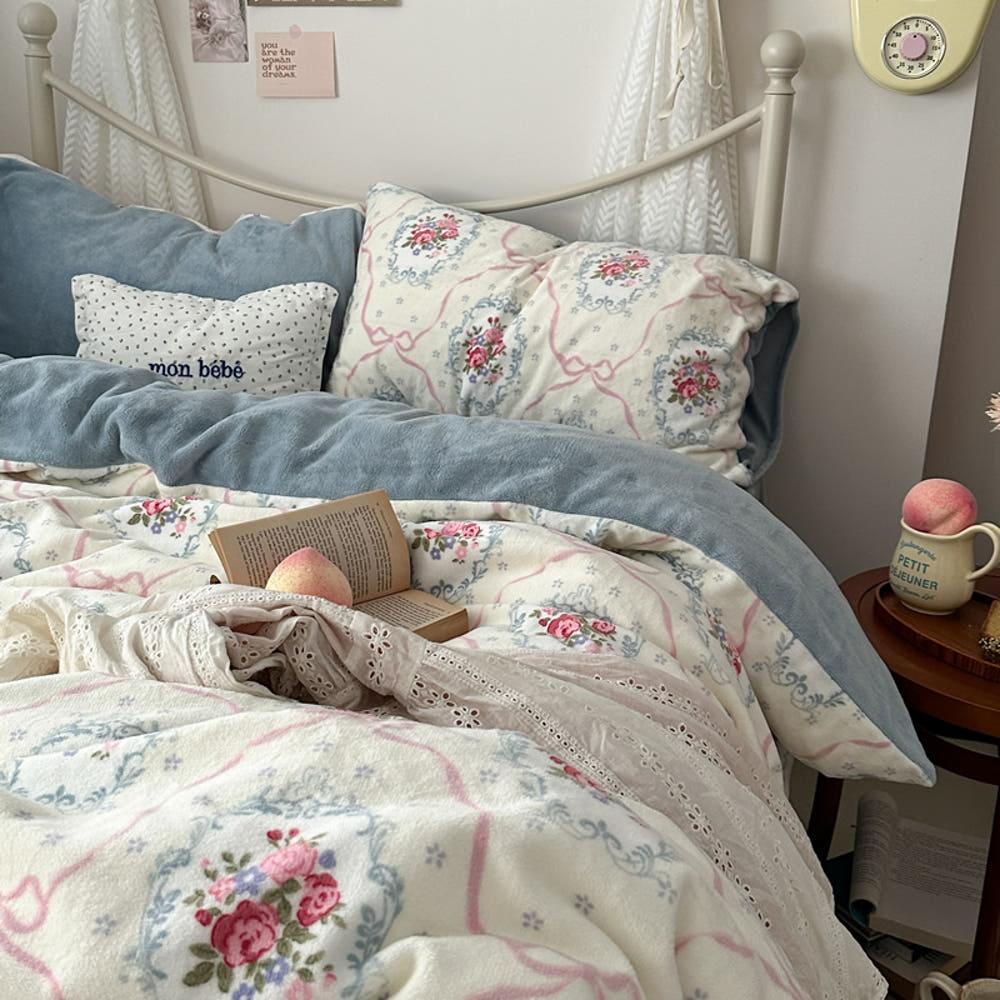 페르지아 따뜻한 플러시 극세사이불 북유럽풍 플라워 겨울 이불 싱글 슈퍼싱글 퀸