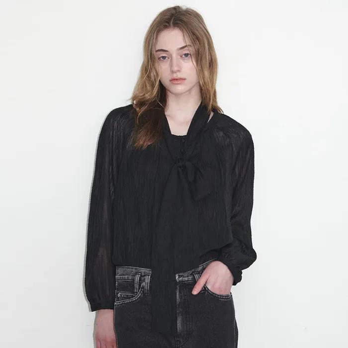 Round-neck Tucked Tie Blouse SW4AB853-10