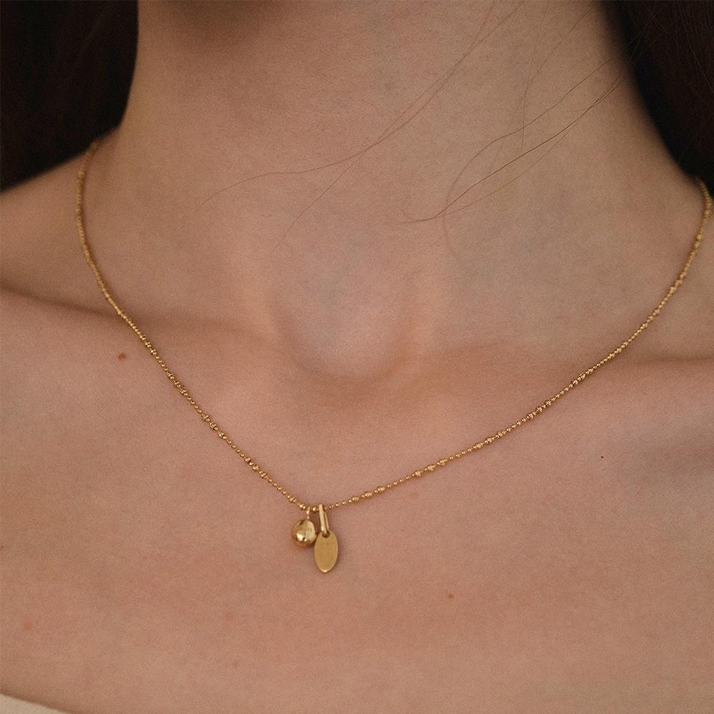 [각인] Oval dot Necklace (2 colors)