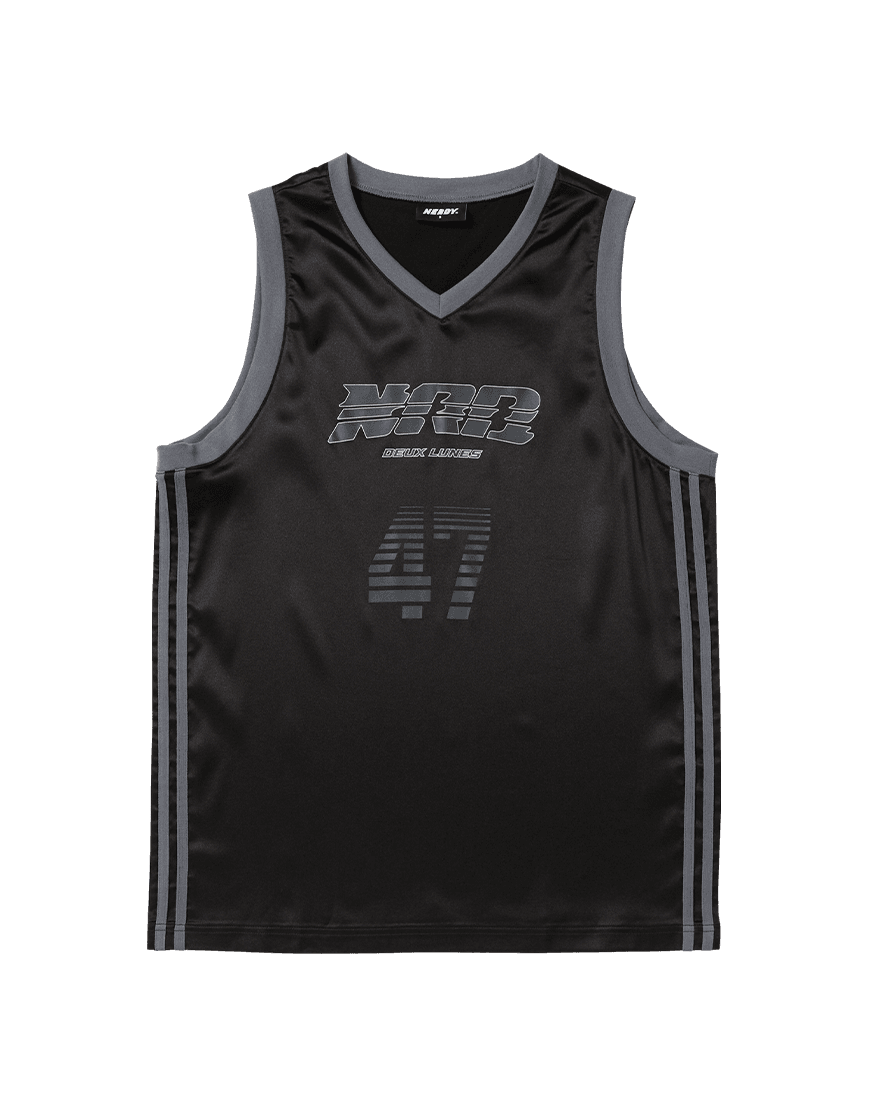 스포티 저지 슬리브리스 탑 블랙