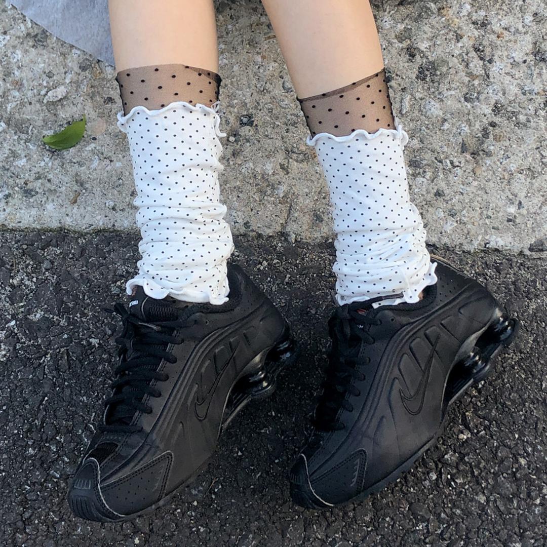 블루씨티 [봄양말/7종] 봄신상 도트 플라워 시스루 레이어드 양말 레그워머 니삭스 모음