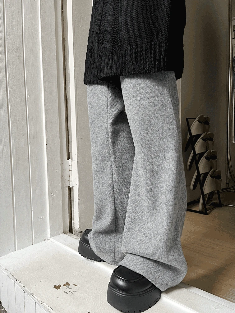 [9hope] Gray knit boots-cut PT