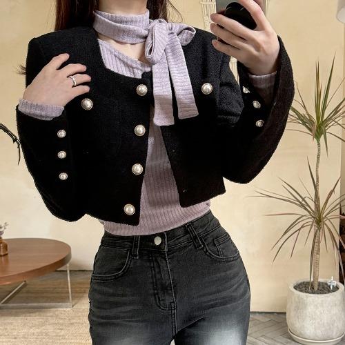 [크롭맛집/어깨패드] 리사 트위드 스퀘어넥 크롭 자켓