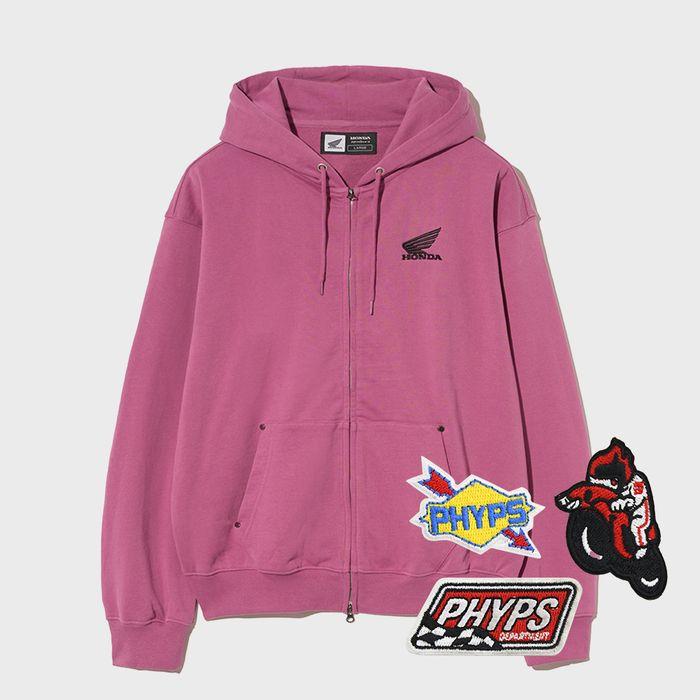 Honda Small Wing Rivet point Hoodie Zip-up Dark Pink