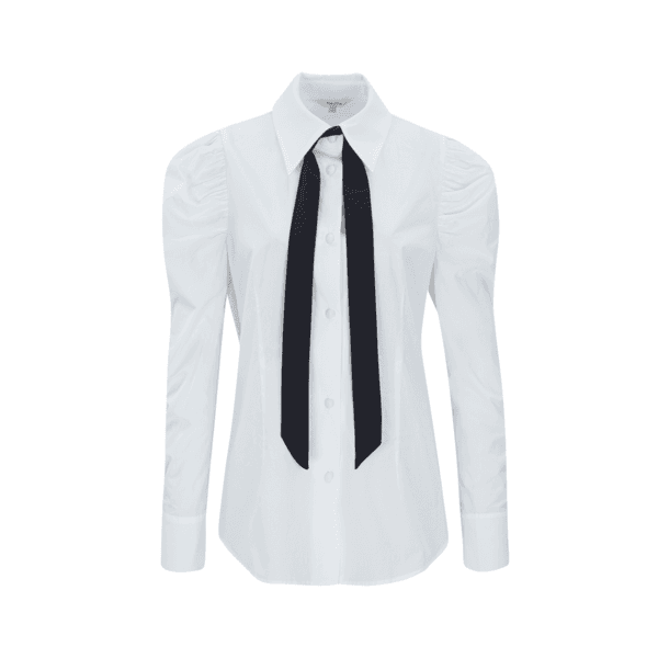 Mutton sleeve Black tie blouse