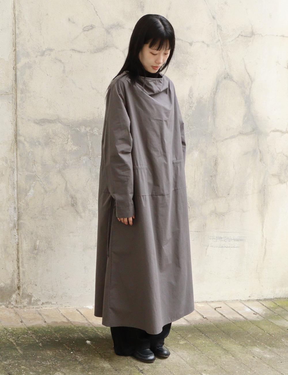 loose-neck cotton wide dress