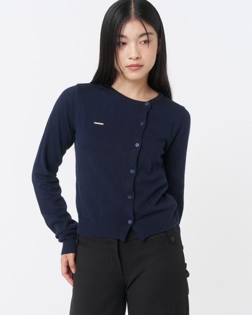 Unbalanced knit cardigan NAVY