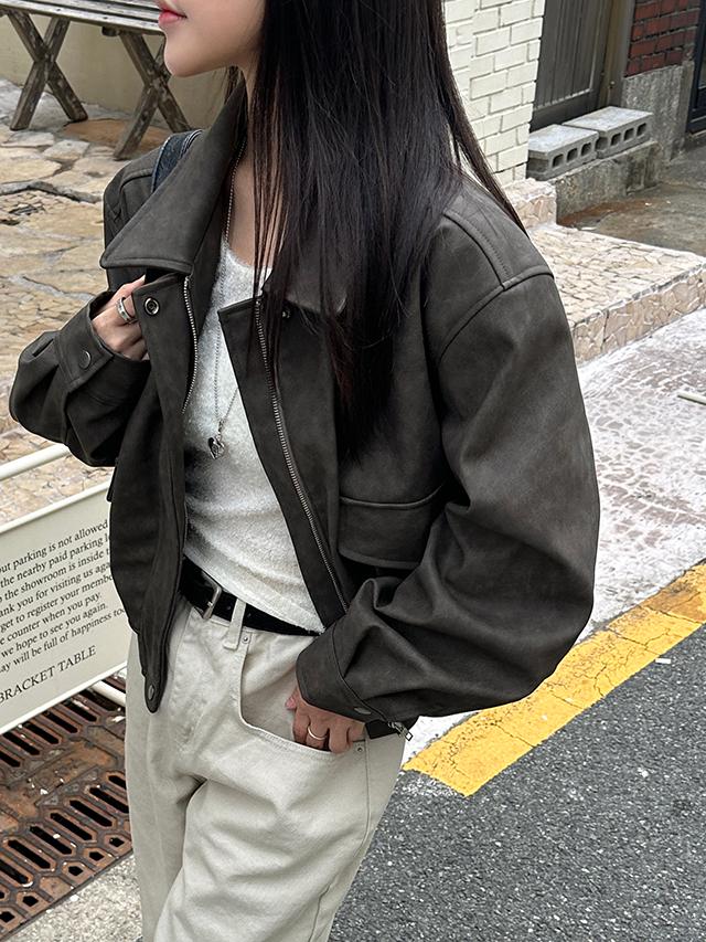 제이어반스 [MADE] 오브 오버핏 빈티지 가죽 레더 자켓 2col