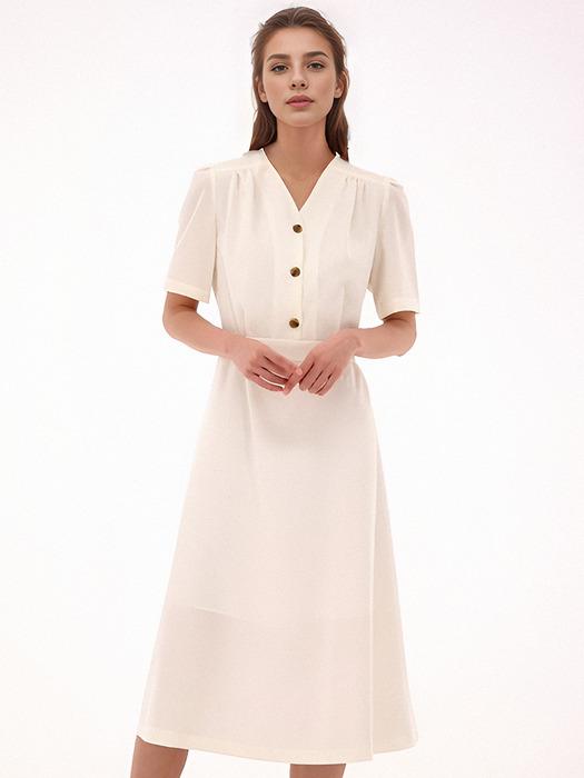 V-neck Half Shirt Dress _4 Color