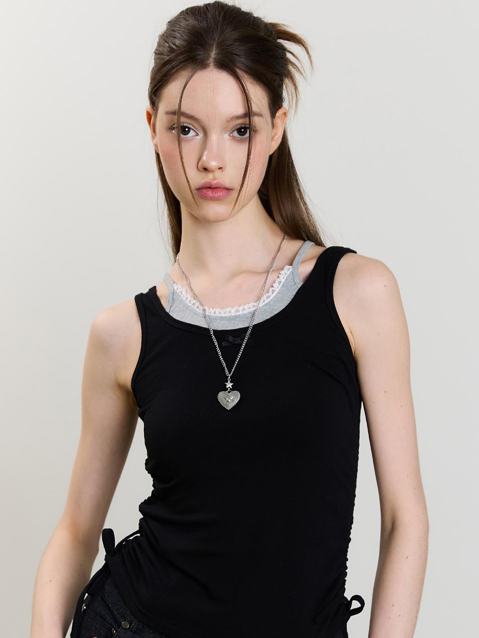 SM LAYERED LACE SLEEVELESS(BLACK)