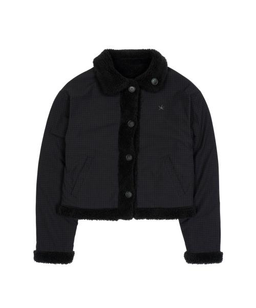 TCM reversible check fur jacket (black)