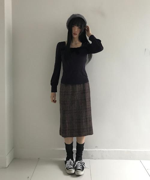 팜므뮤즈 (Vintage)Wool Check Skirt
