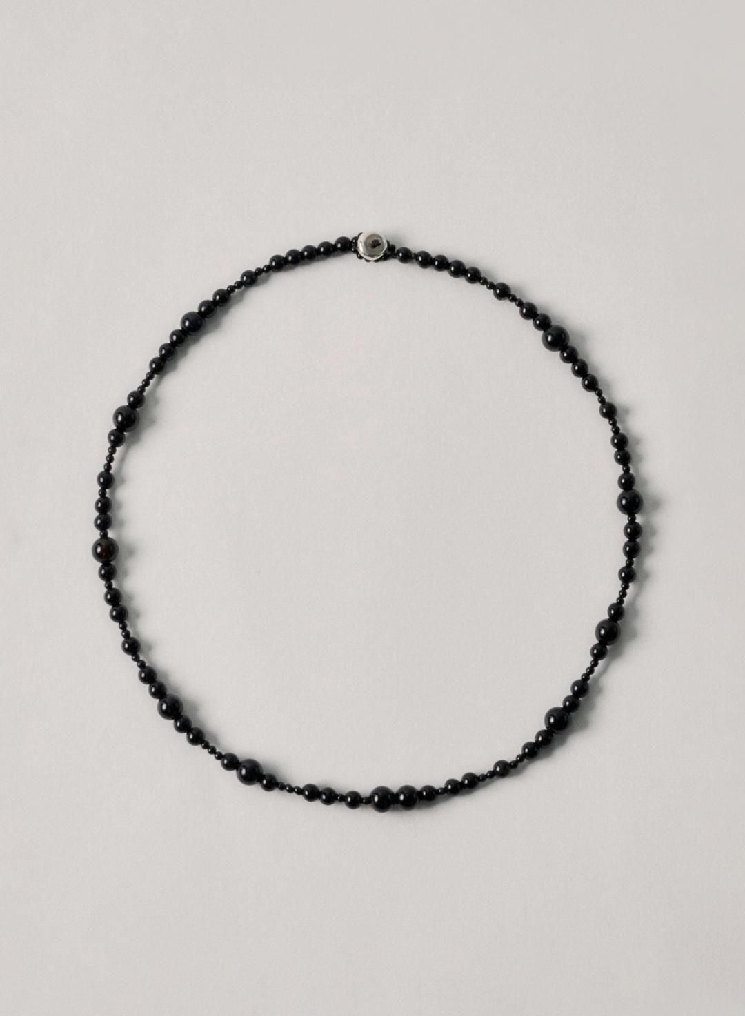 Mixed Bead Collar Necklace(Black)