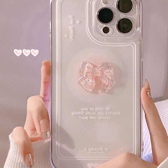 핑크 피치 블링블링 홀로그램 리본 아이폰 실리콘 젤리 투명 심플 풀커버 선물 우정 핸드폰 휴대폰 애플 폰 케이스 아이폰케이스 7 8 SE2 X 11 프로 12 미니 13 프로맥스