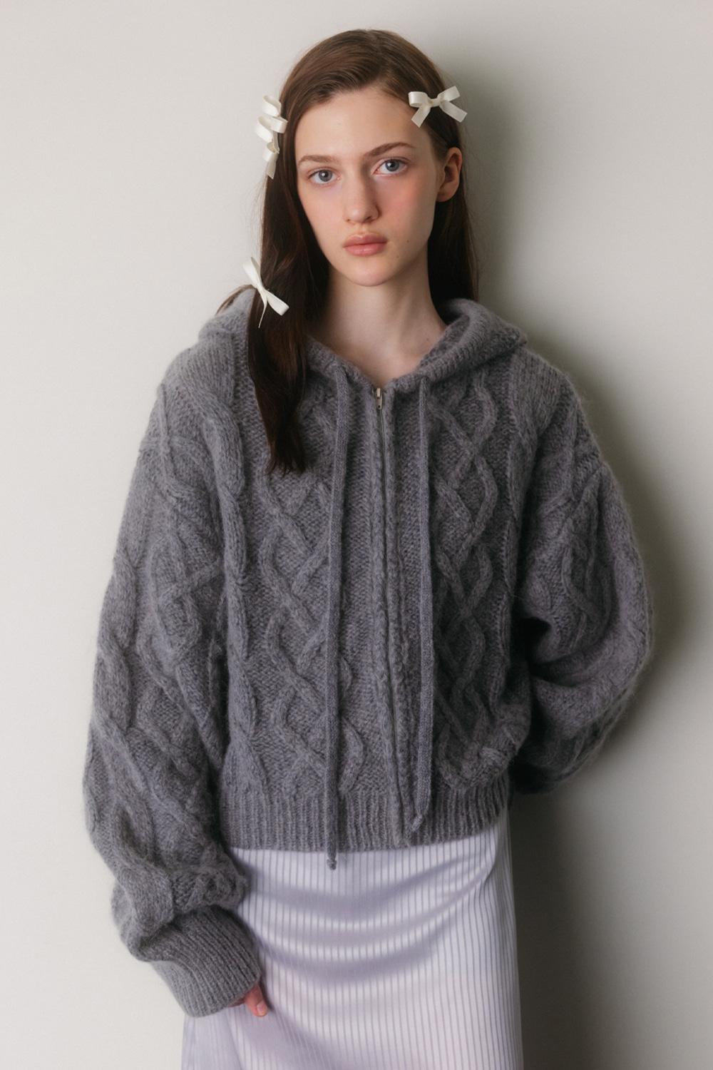 [9/4 예약배송] MOHAIR TWISTED ZIP UP CARDIGAN_TT3W303GY