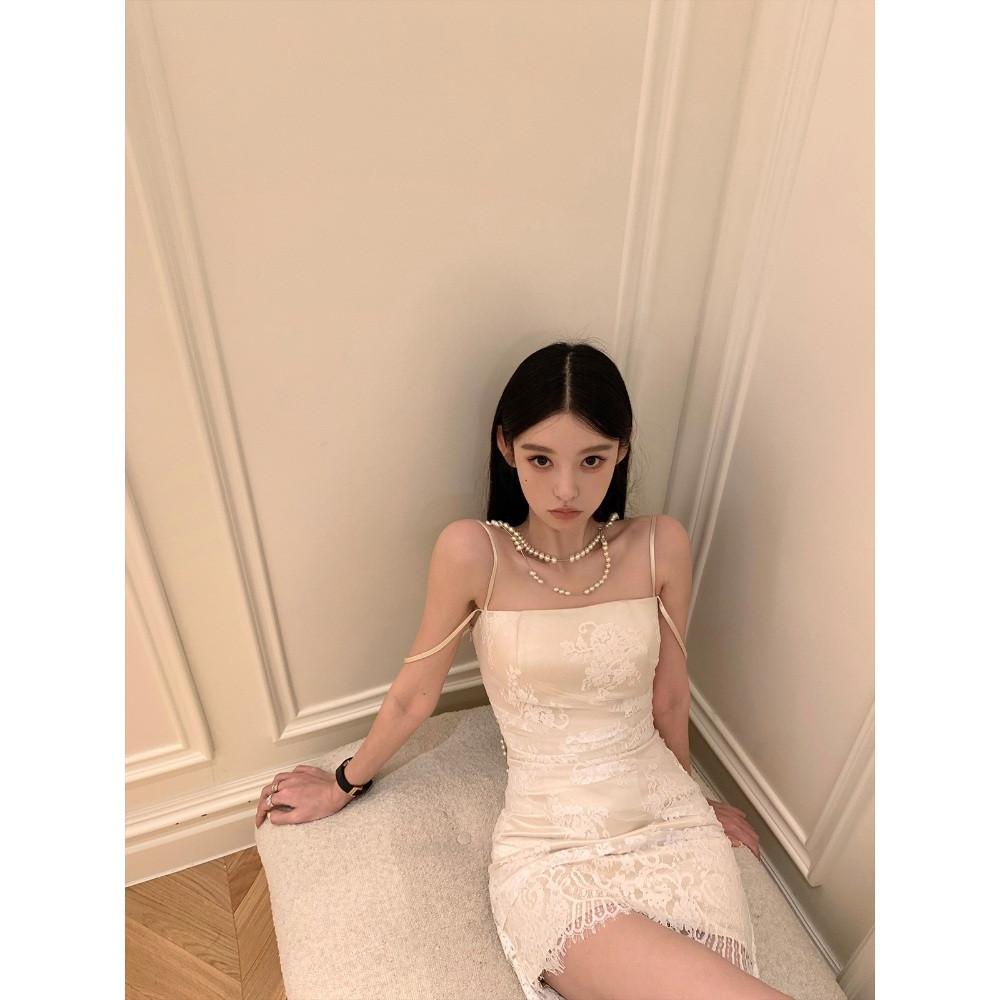 끈나시 레이스 미니 원피스