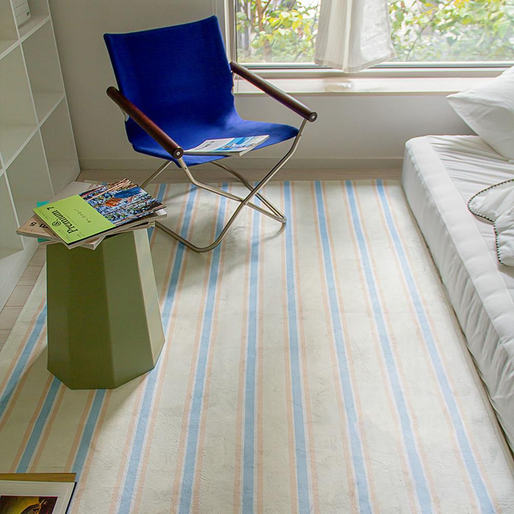 빈티지맨션 스트라이프 사계절 단모 극세사 러그 물세탁러그 발매트 카페트 3size