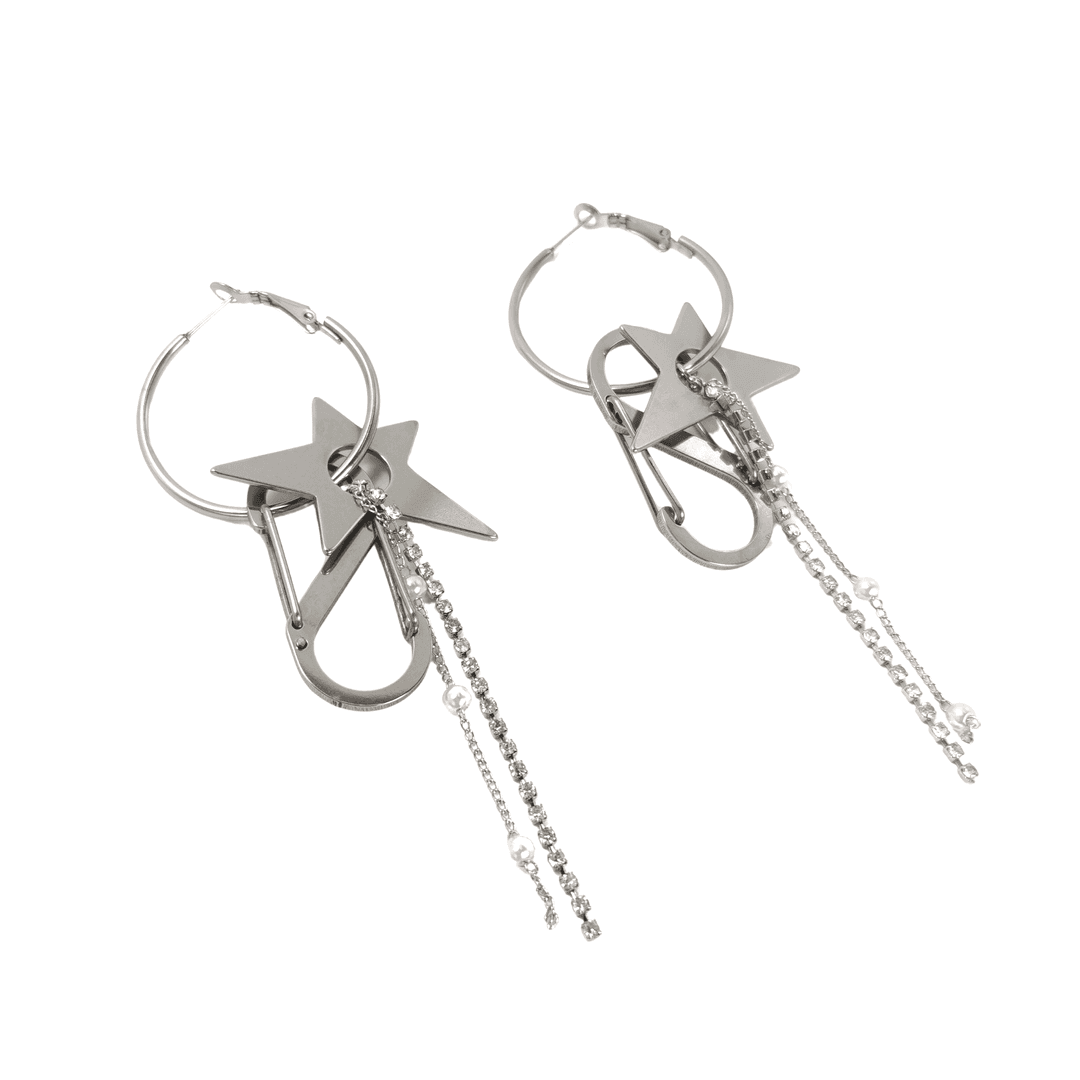 Fervooor Unique star and clasp earrings hoop - a pair