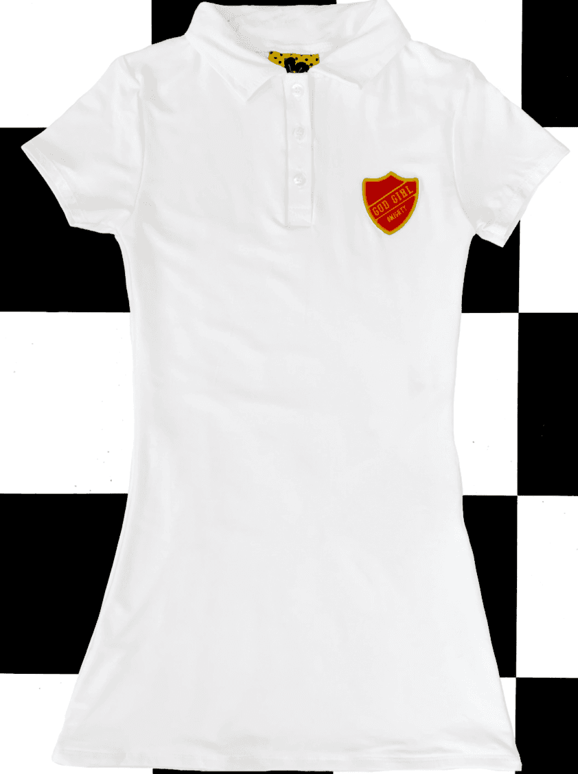 GOD GIRL POLO DRESS IN WHITE