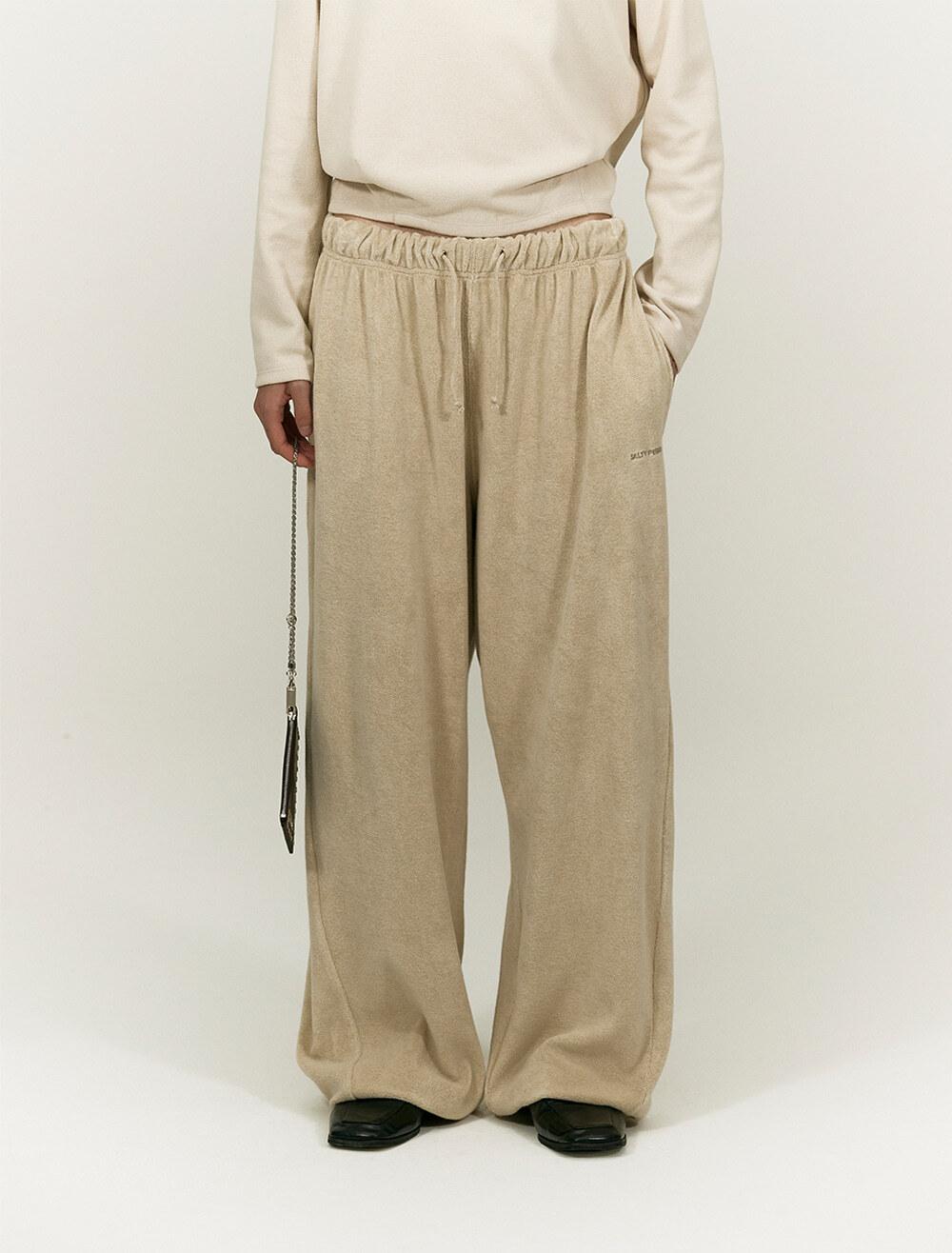TERRY WIDE JOGGER PANTS [BEIGE]
