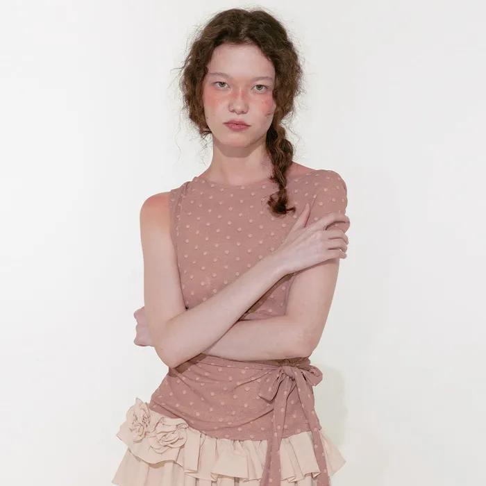 [3차]Dot Off Shoulder Top (Vintage Orange)