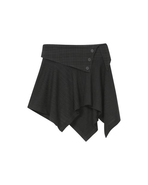 Unbalanced flow mini skirt BLACK