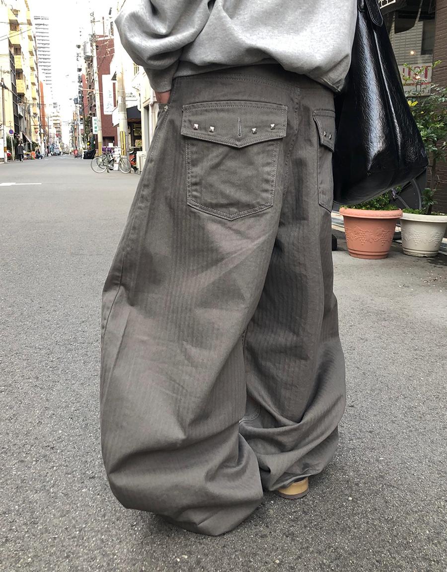 슬로 뉴 빈티지 스터드 와이드 팬츠 (2color)