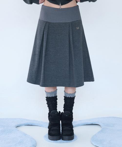 MINI CHECK SWEAT SK CHARCOAL