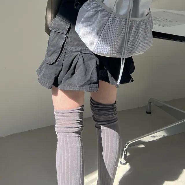 💗오늘출발💗셔링 배색 골지 니삭스 레그워머 양말 4color