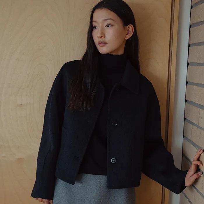 Handmade Pocket Short Coat - Black