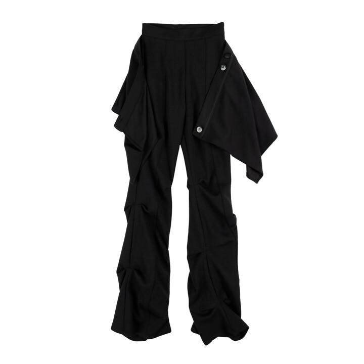 오호스 여성 랩 오버 턱 팬츠(21FW-2-PT03) 블랙