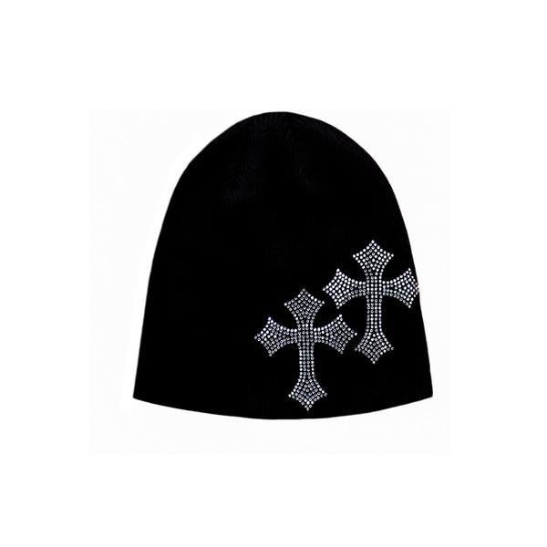 CROSS CRYSTAL BEANIE (Black)