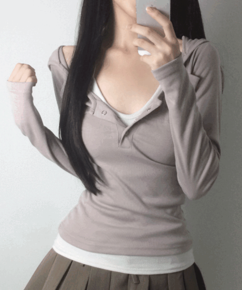 [레이어드/슬림핏] 하루 후디 포켓티 4color