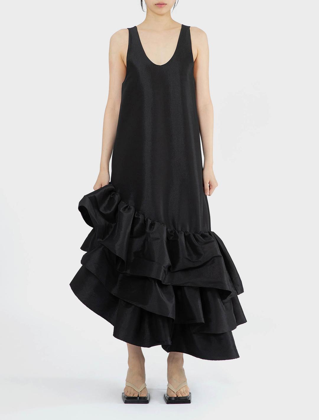 키카 바르가스 론다 타프타 드레스 블랙 - empty