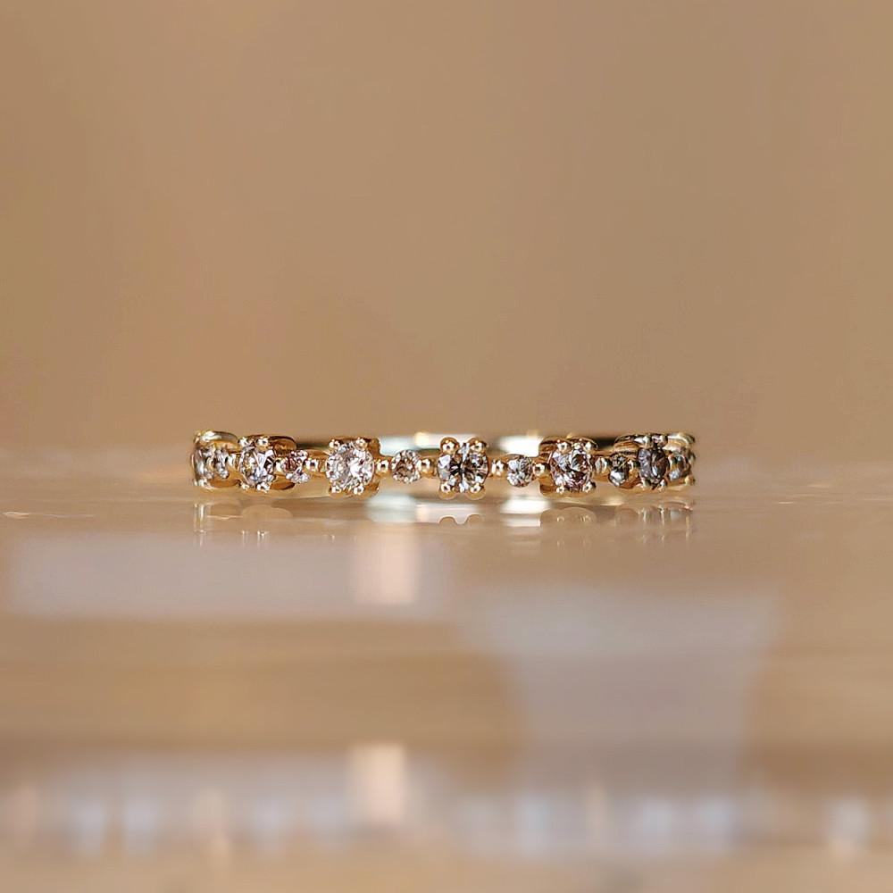 움주얼리 14K 골드 루미나 다이아몬드 하프 이터니티 반지 다이아 가드링 금반지