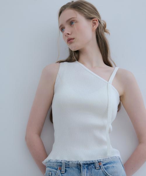 러플언발 레이스 슬리브리스-아이보리